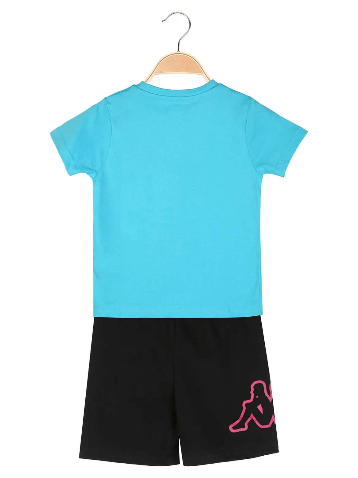 Kappa Completo corto da ragazza in cotone con t-shirt e shorts - turchese