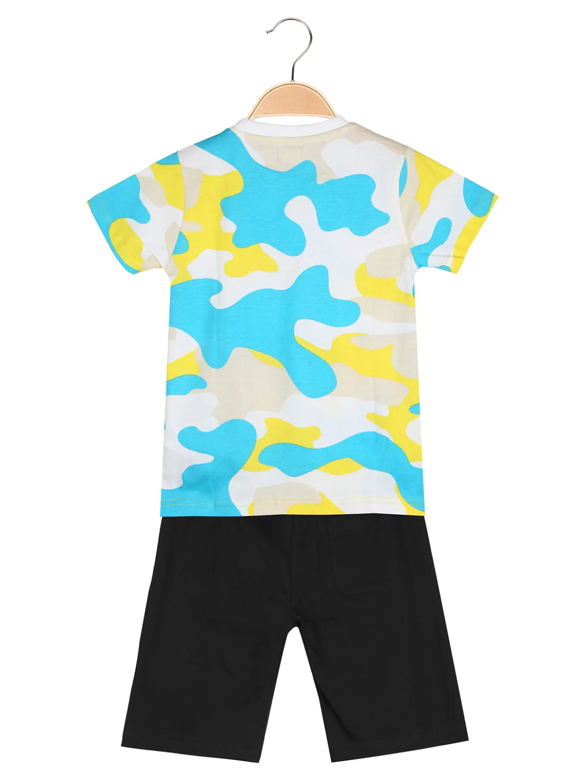 Kappa Completo corto 2 pezzi da bambino con t-shirt mimetica e bermuda - bianco