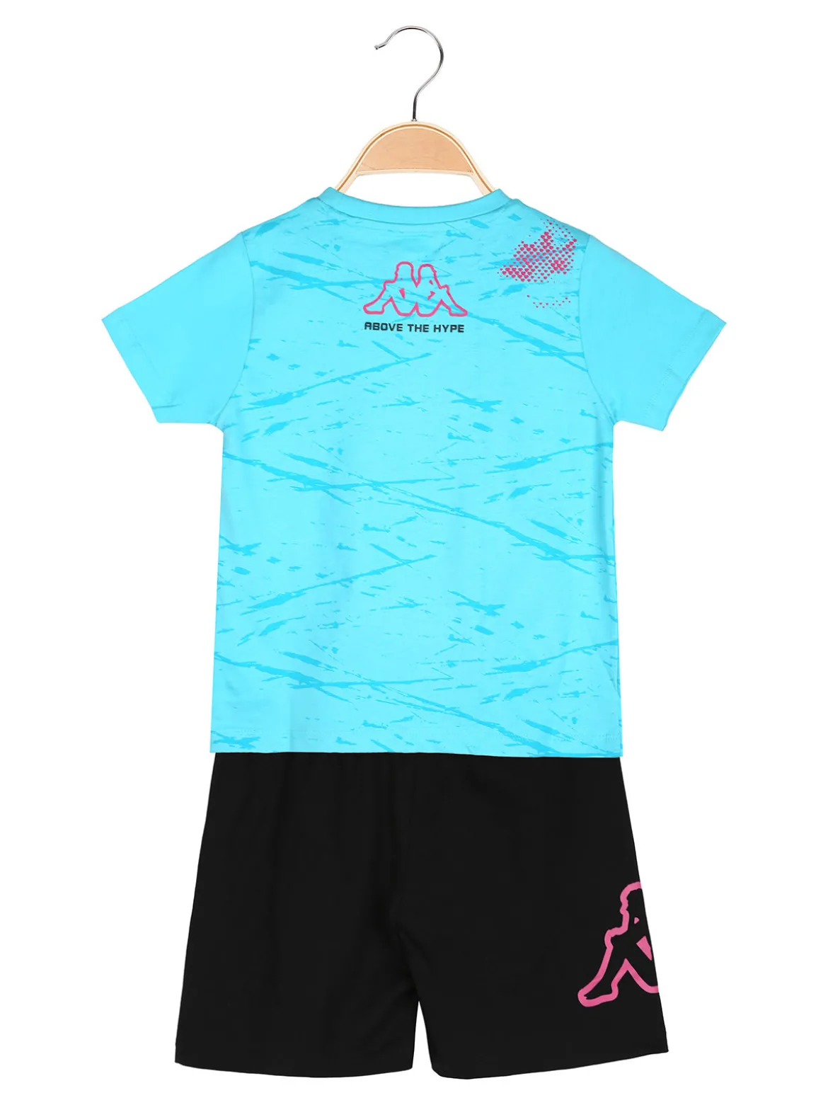 Kappa Completo corto 2 pezzi da ragazza in cotone con t-shirt e shorts - turchese