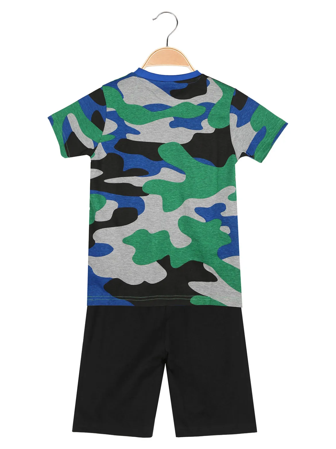 Kappa Completo corto 2 pezzi da ragazzo con t-shirt mimetica e bermuda - grigio