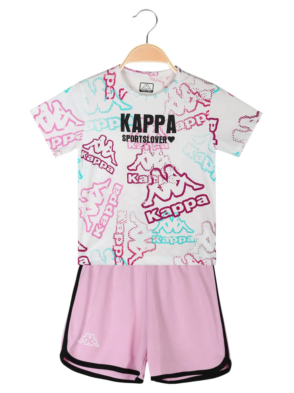 Kappa Completo corto 2 pezzi in cotone da bambina con t-shirt e shorts