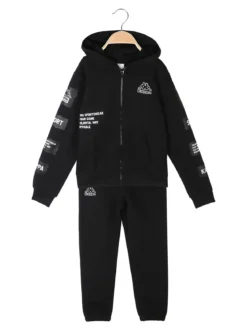 Kappa Completo da ragazzo 2 pezzi con cappuccio e zip - nero