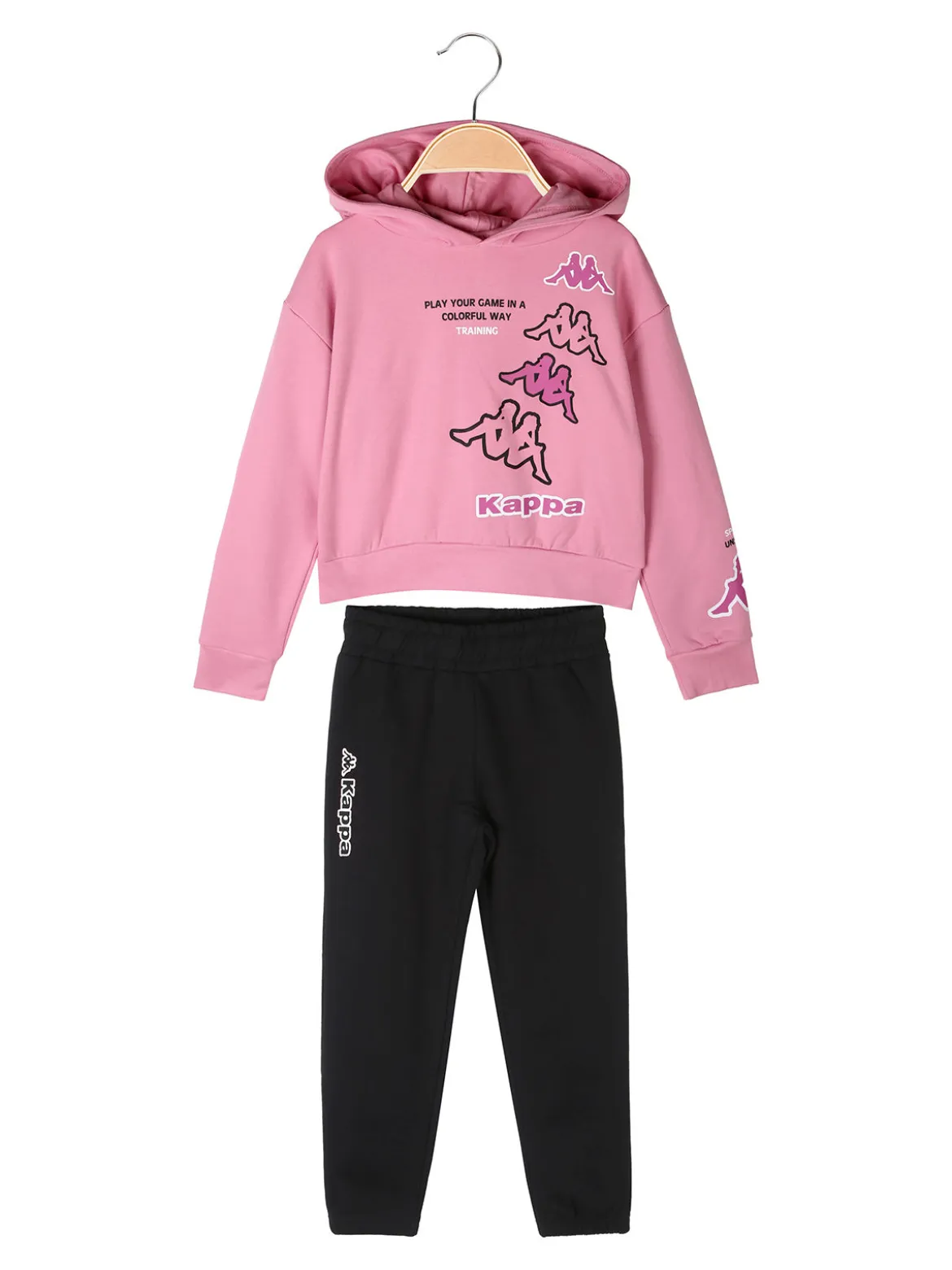 Kappa Completo tuta cropp 2 pezzi da bambina con cappuccio - rosa
