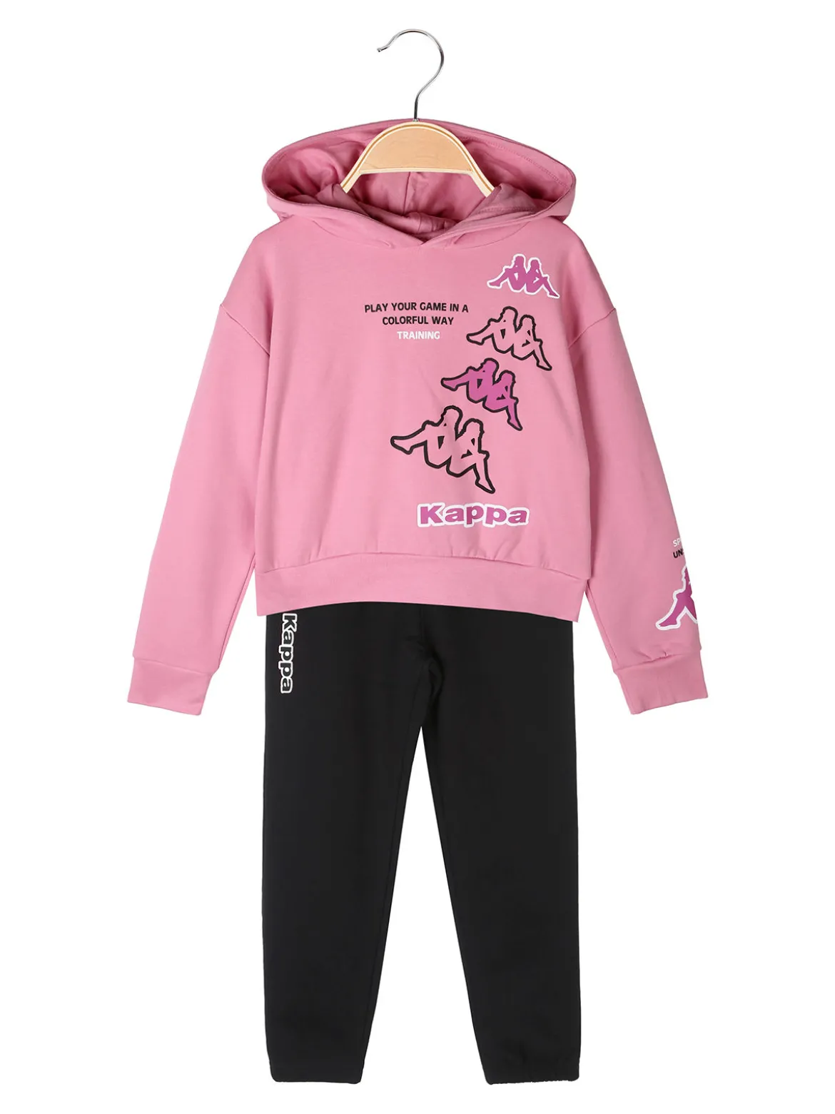 Kappa Completo tuta cropp 2 pezzi da bambina con cappuccio - rosa