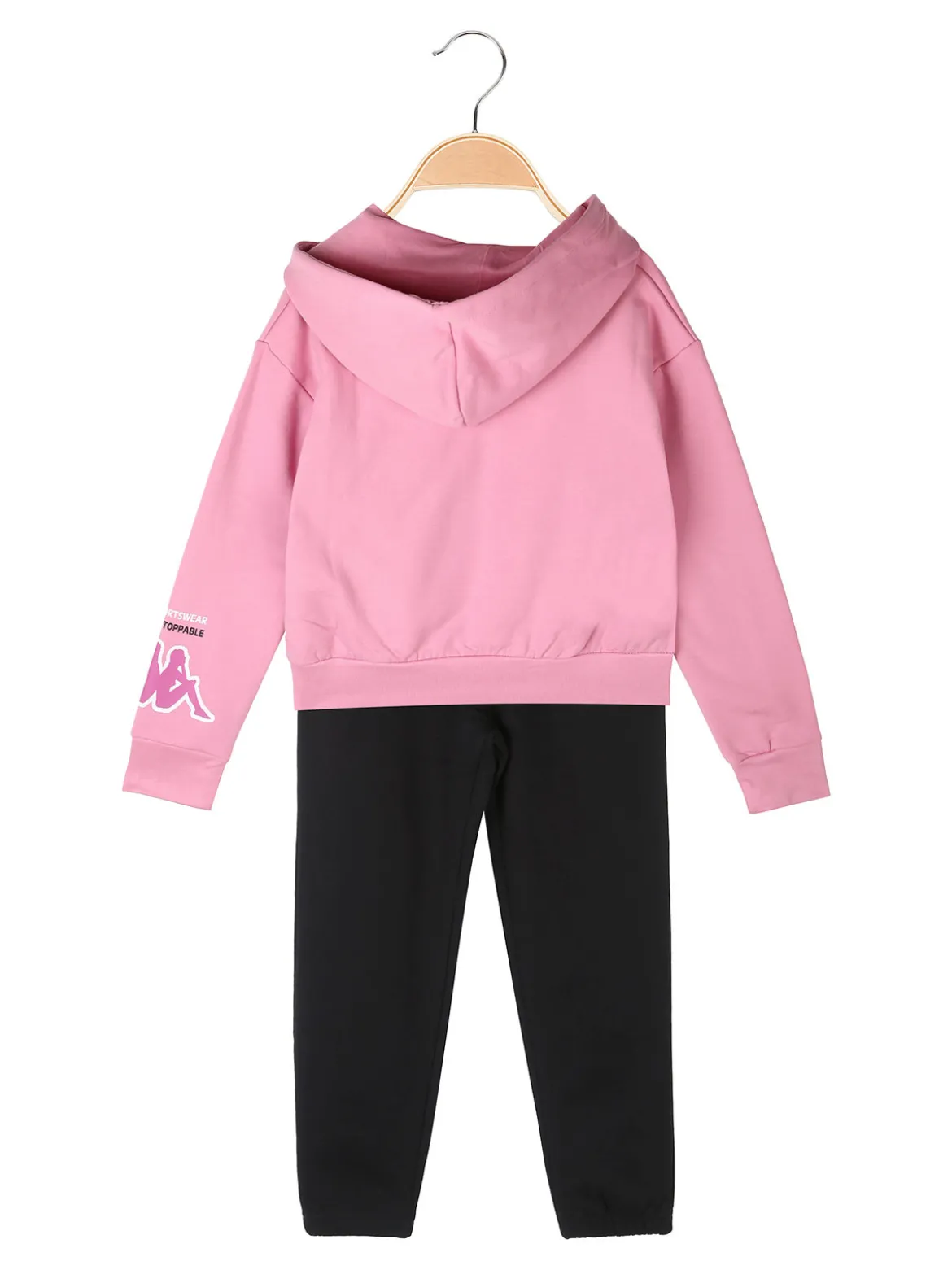 Kappa Completo tuta cropp 2 pezzi da bambina con cappuccio - rosa