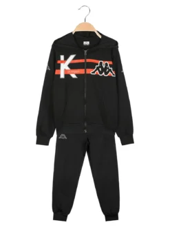 Kappa Completo tuta da ragazzo 2 pezzi con cappuccio e zip - nero