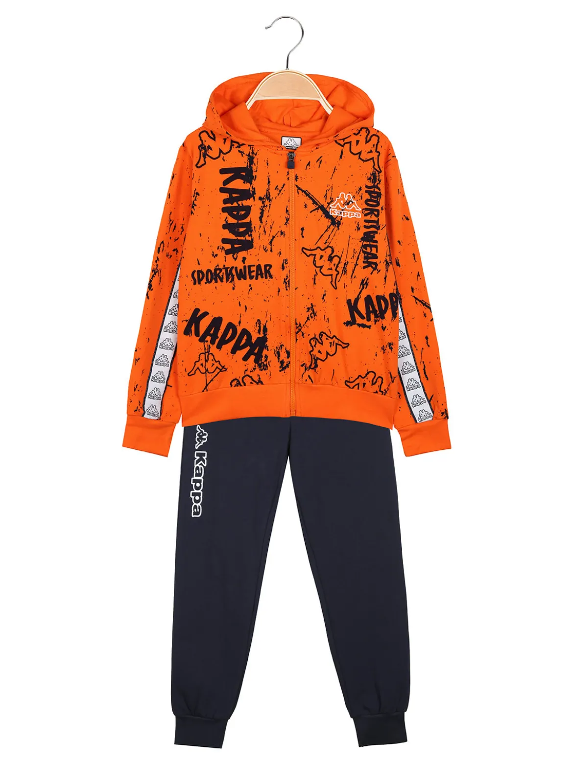 Kappa Completo tuta 2 pezzi da bambino con cappuccio e zip - arancione