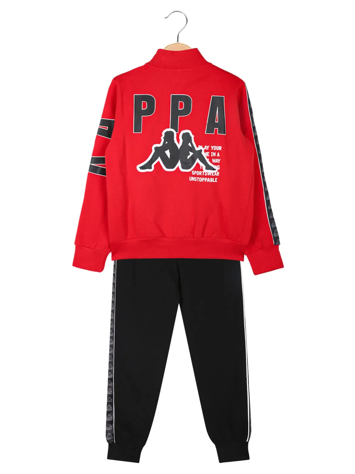 Kappa Completo tuta 2 pezzi da bambino con zip e interno in caldo cotone - rosso