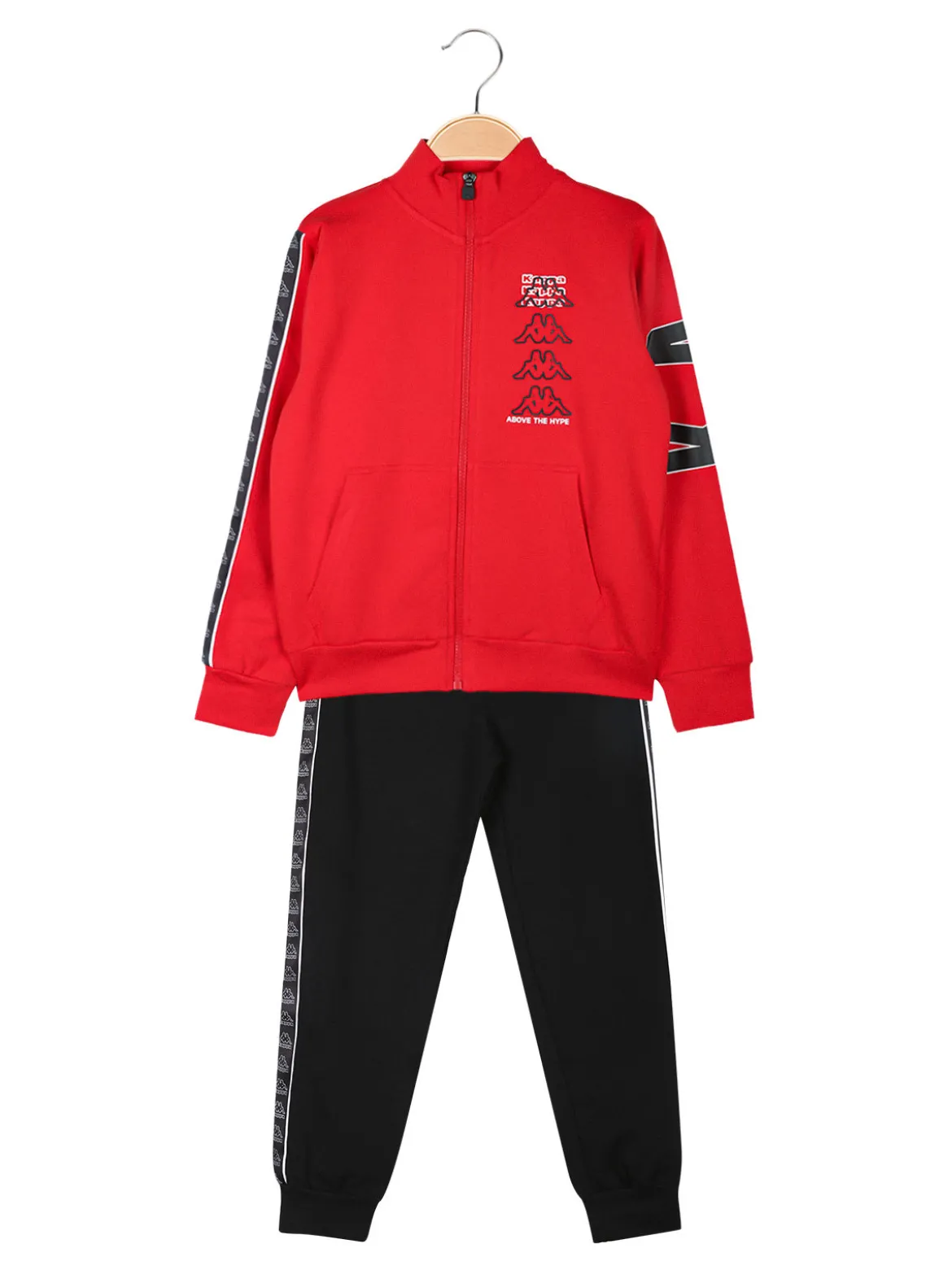 Kappa Completo tuta 2 pezzi da bambino con zip e interno in caldo cotone - rosso