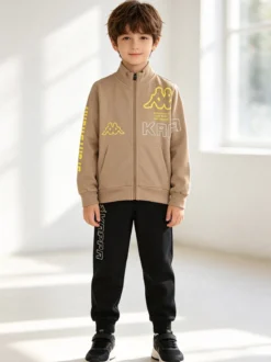 Kappa Completo tuta 2 pezzi da bambino full zip in cotone - khaki