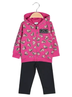 Kappa Completo tuta 2 pezzi da neonata con cappuccio e zip con logo - fucsia