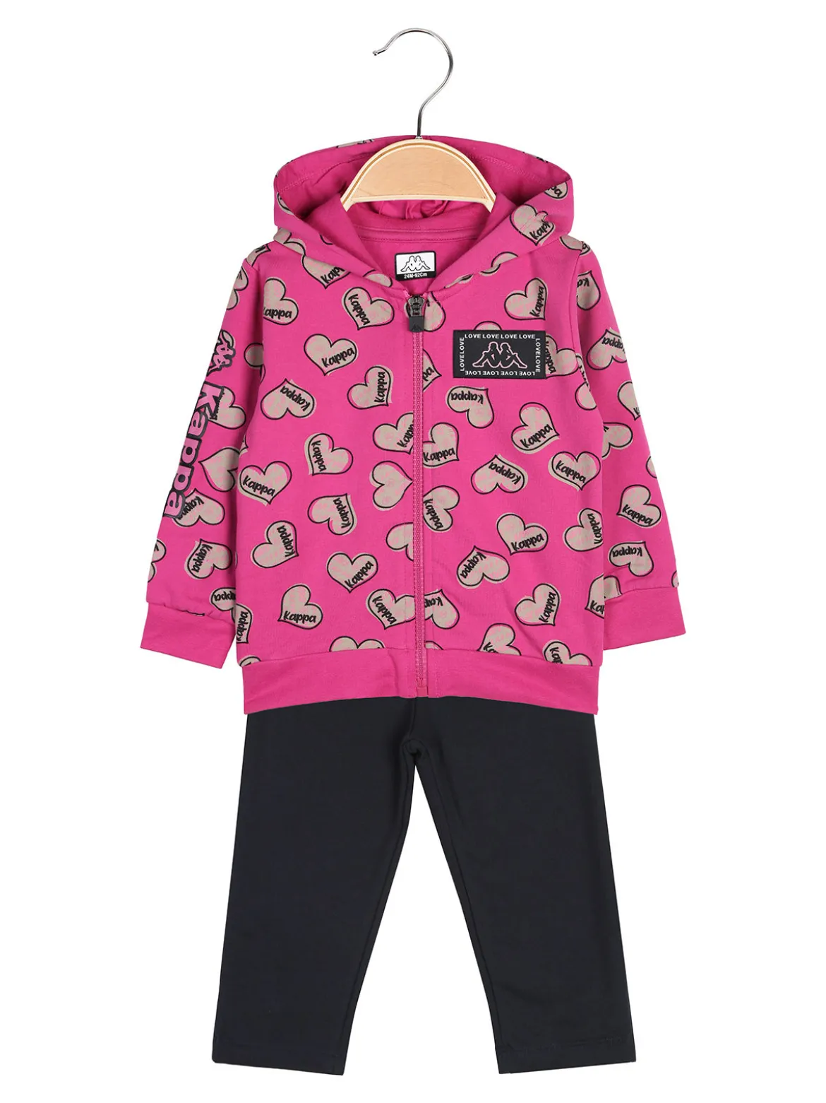Kappa Completo tuta 2 pezzi da neonata con cappuccio e zip con logo - fucsia