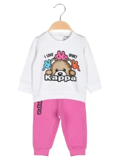 Kappa Completo tuta 2 pezzi da neonata con felpa e pantaloni in cotone - bianco