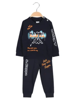 Kappa Completo tuta 2 pezzi da neonato con felpa e pantaloni in cotone - blu scuro