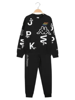 Kappa Completo tuta 2 pezzi da ragazzo con logo - nero