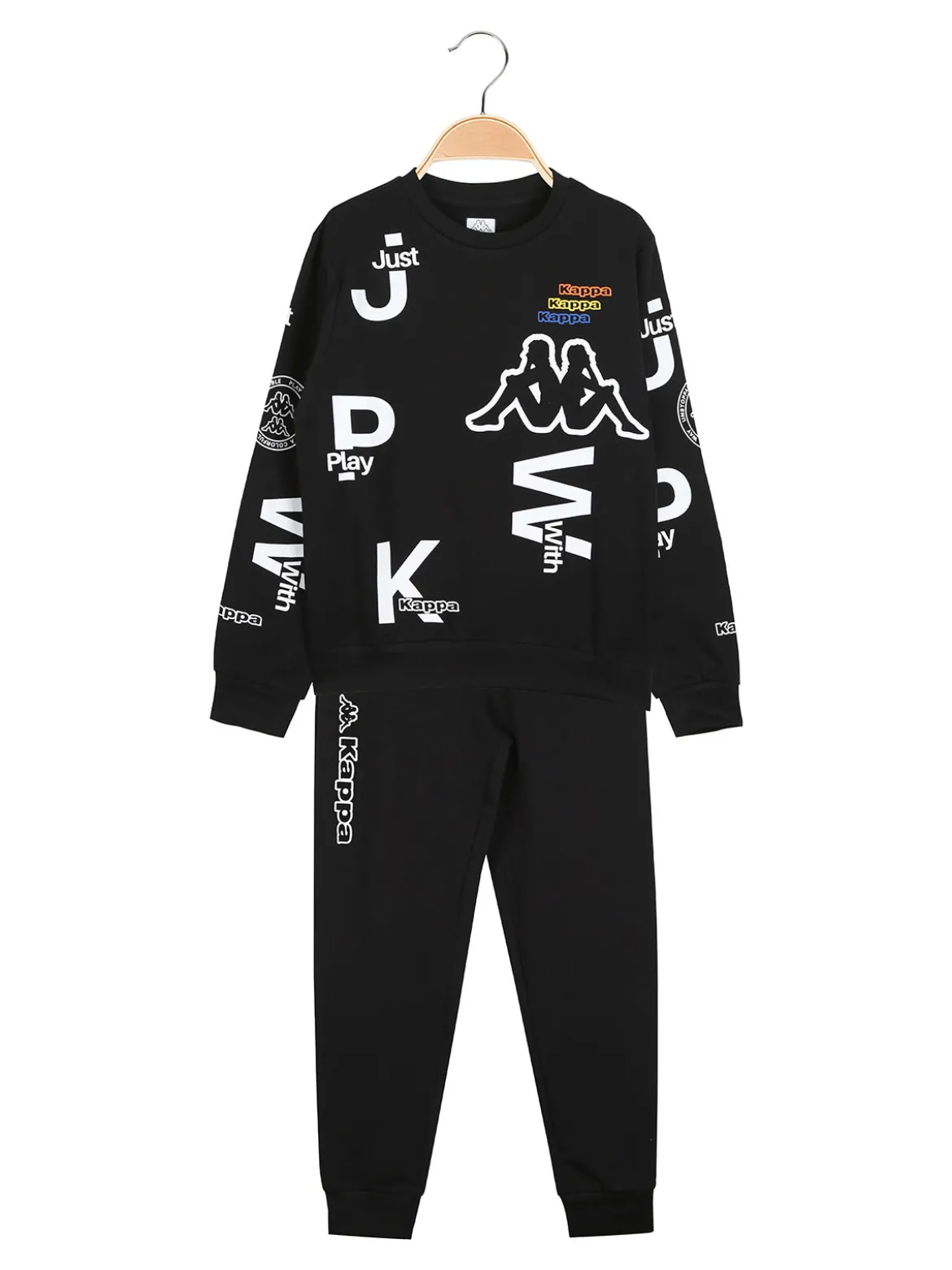 Kappa Completo tuta 2 pezzi da ragazzo con logo - nero