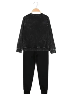 Kappa Completo tuta 2 pezzi da ragazzo in cotone con logo - nero