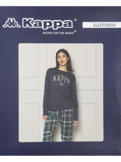 Kappa Pigiama da ragazza in cotone interlock con pantaloni a quadri - blu scuro