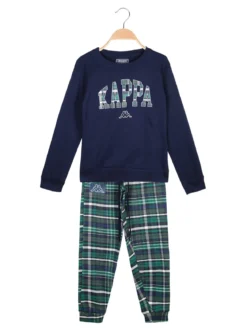 Kappa Pigiama da ragazza in cotone interlock con pantaloni a quadri - blu scuro