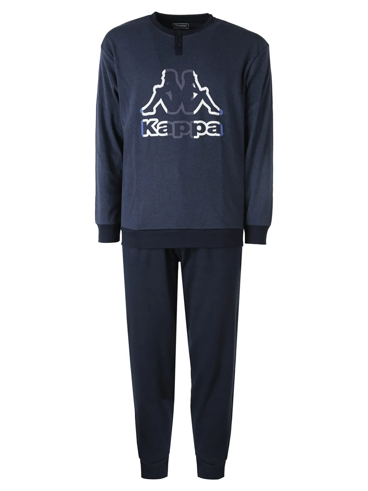 Kappa Pigiama da uomo in misto cotone interlock con logo - jeans