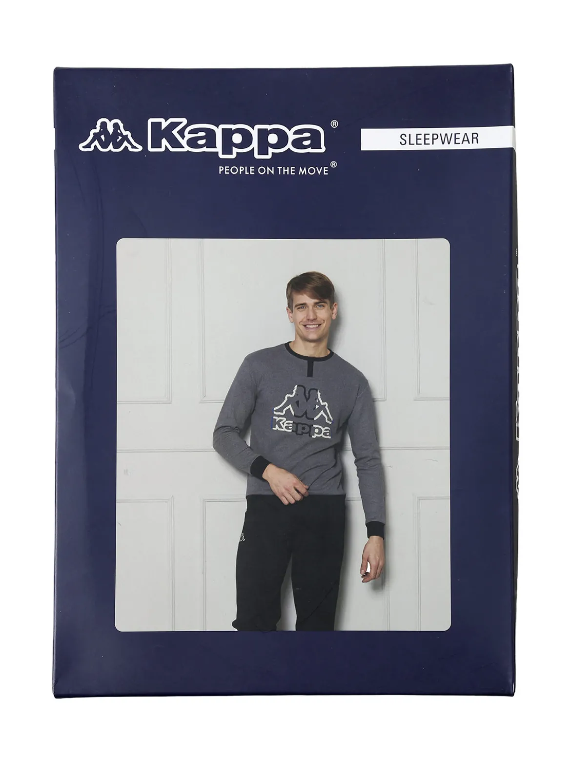 Kappa Pigiama da uomo in misto cotone interlock con logo - jeans