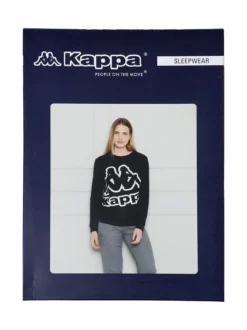 Kappa Pigiama donna in cotone interlock con logo - nero