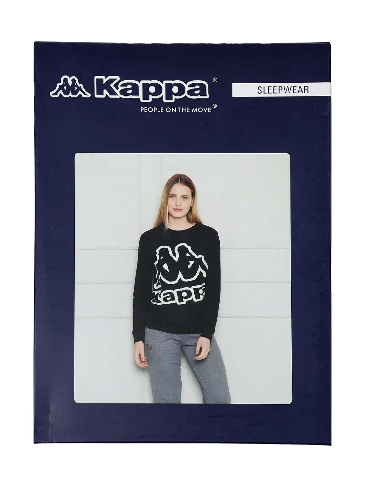 Kappa Pigiama donna in cotone interlock con logo - nero