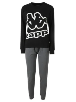 Kappa Pigiama donna in cotone interlock con logo - nero