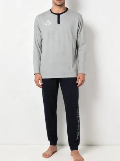 Kappa Pigiama lungo da uomo in cotone - grigio