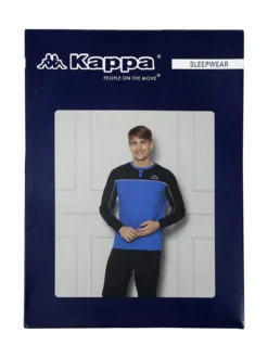 Kappa Pigiama lungo da uomo in cotone interlock - blu