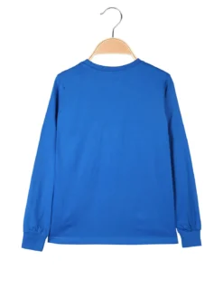 Kappa T-shirt girocollo da bambino a maniche lunghe con logo - blu