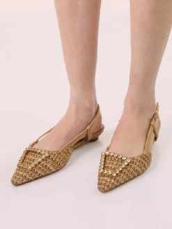Keys Slingback donna gioiello a punta aperte dietro - beige