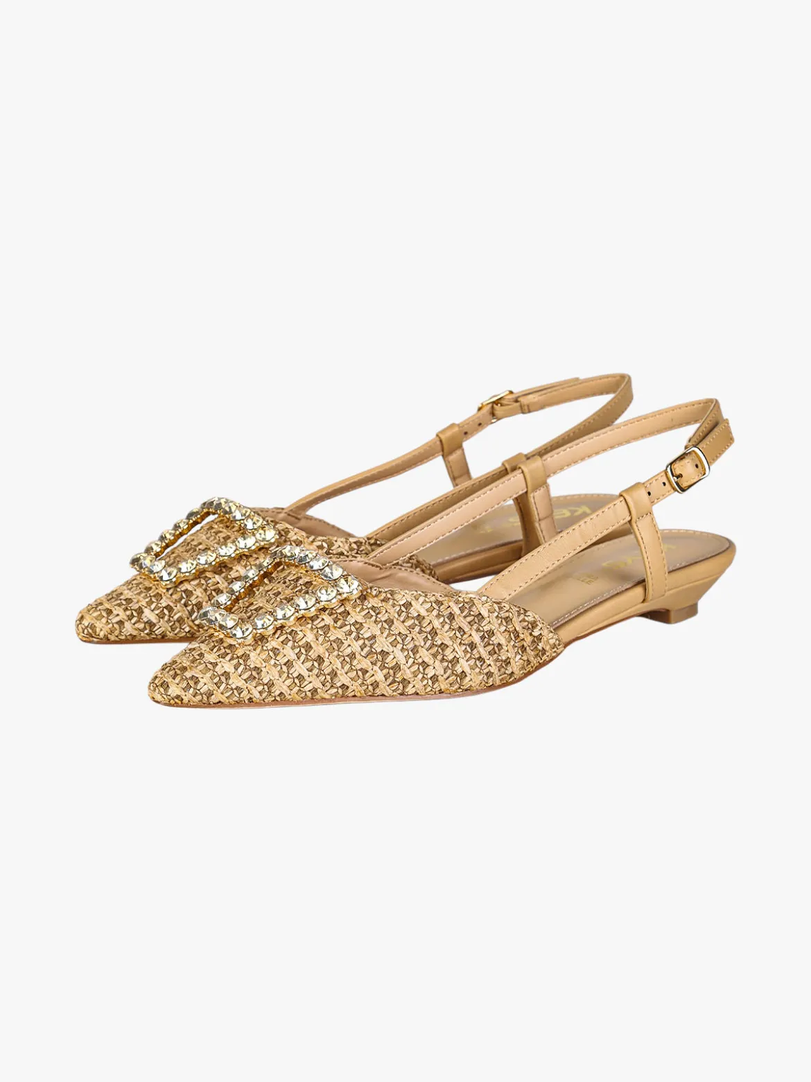 Keys Slingback donna gioiello a punta aperte dietro - beige