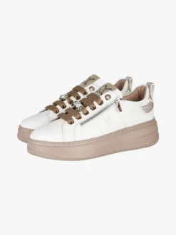 Keys Sneakers donna gioiello in pelle con platform - bianco