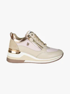 Keys Sneakers donna in pelle con zeppa - beige