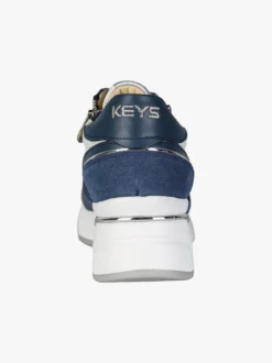 Keys Sneakers donna in pelle con zeppa - blu