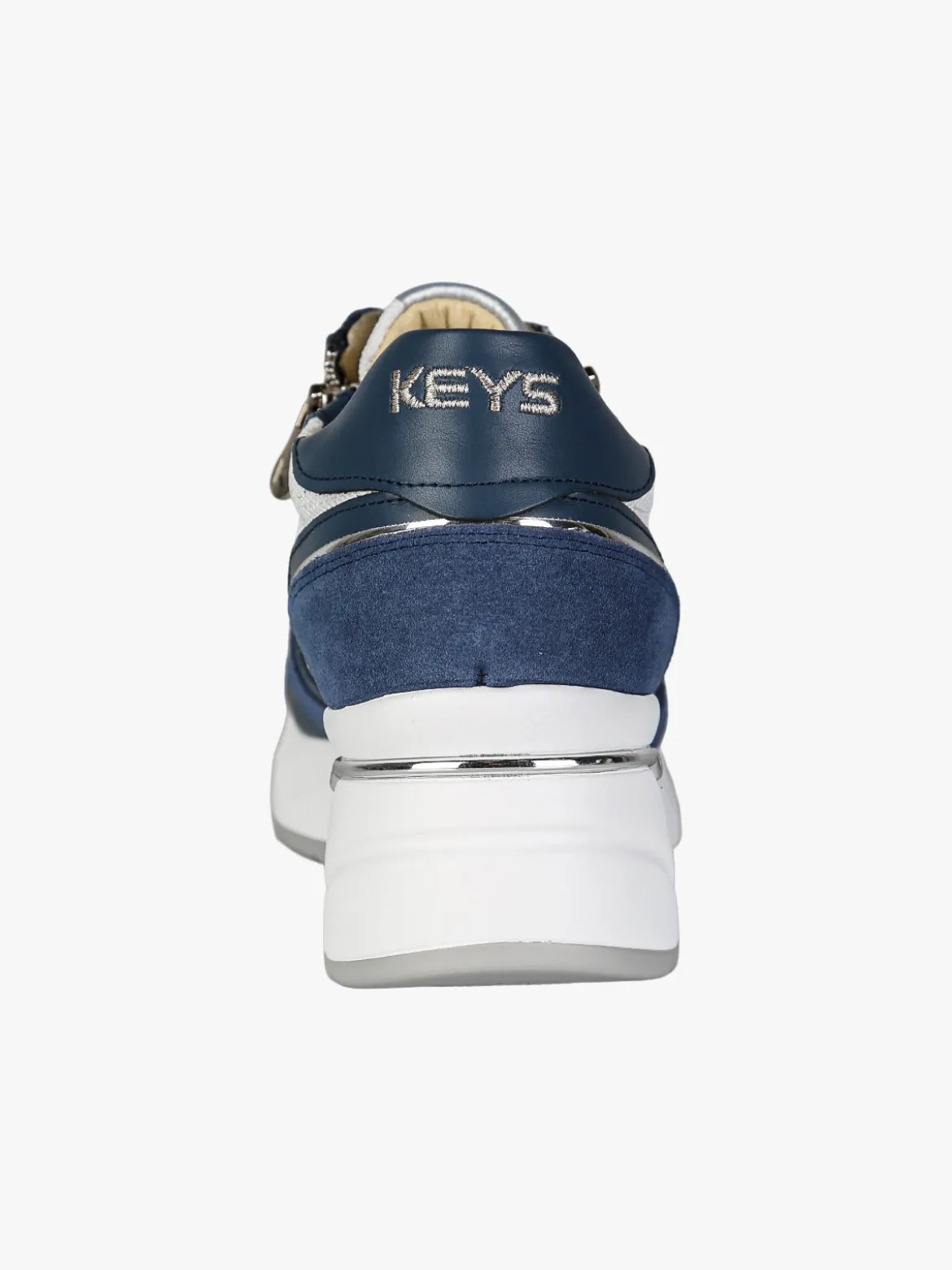 Keys Sneakers donna in pelle con zeppa - blu