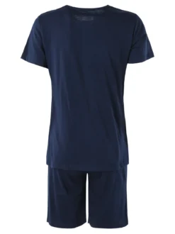 Kissimo Pigiama corto da donna in cotone - blu scuro