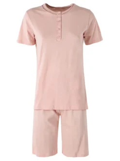 Kissimo Pigiama corto da donna in cotone - rosa