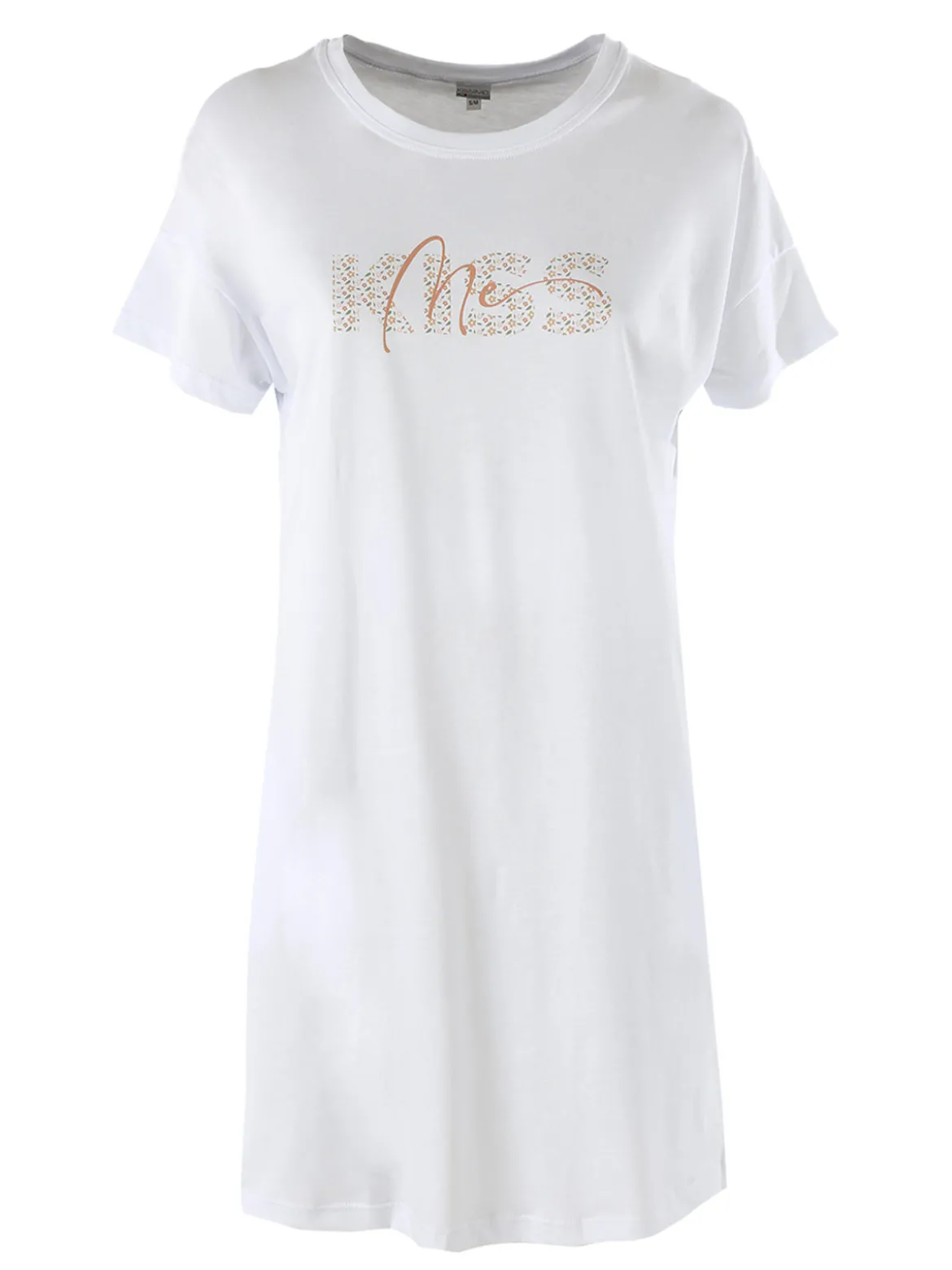 Kissimo Vestitino da donna in cotone a maniche corte con stampa scritta floreale - bianco