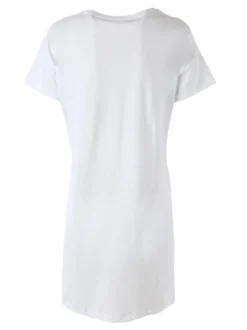 Kissimo Vestitino da donna in cotone a maniche corte con stampa scritta floreale - bianco