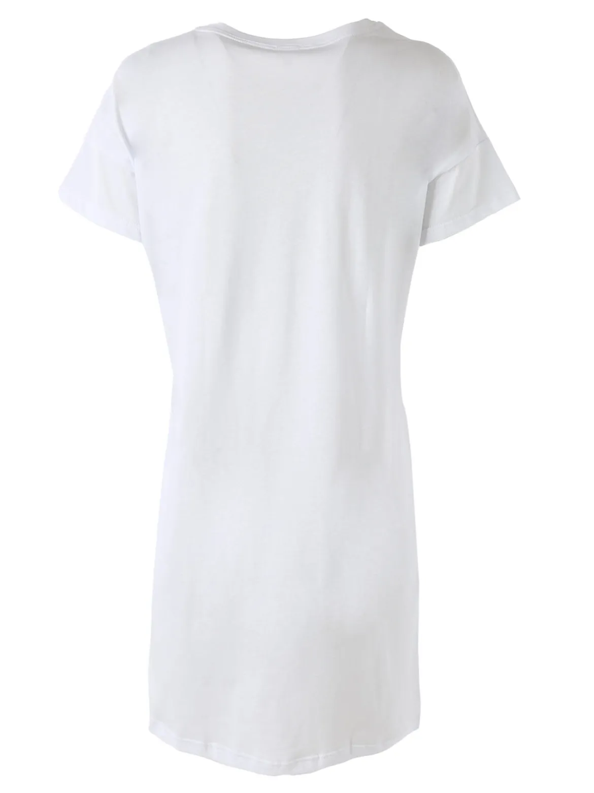 Kissimo Vestitino da donna in cotone a maniche corte con stampa scritta floreale - bianco