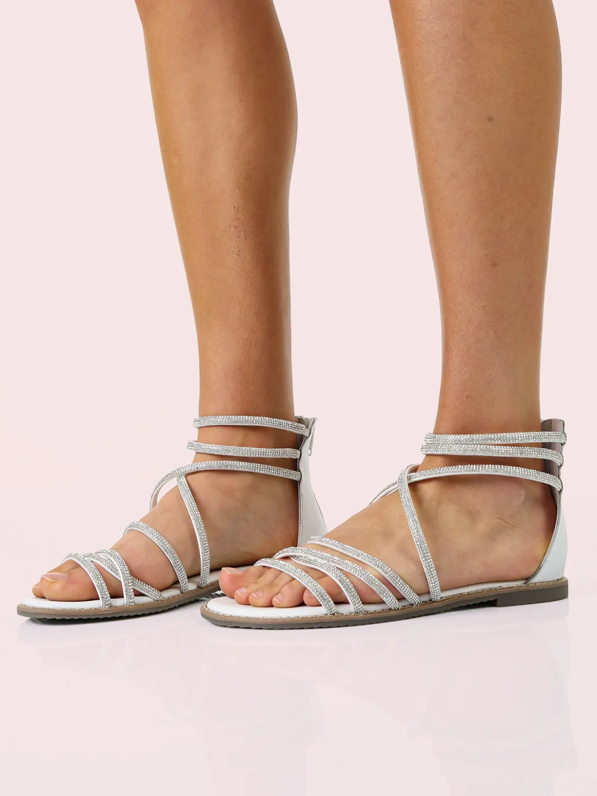 La Cuoieria Sandali donna gioiello in pelle con tallone chiuso e zip - bianco