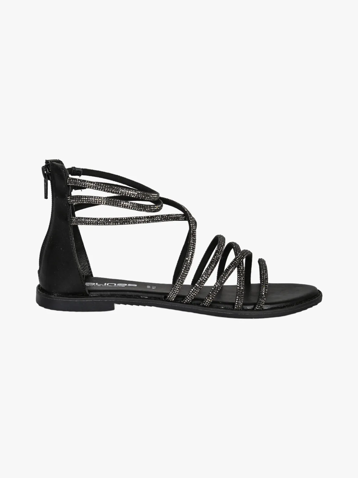 La Cuoieria Sandali donna gioiello in pelle con tallone chiuso e zip - nero