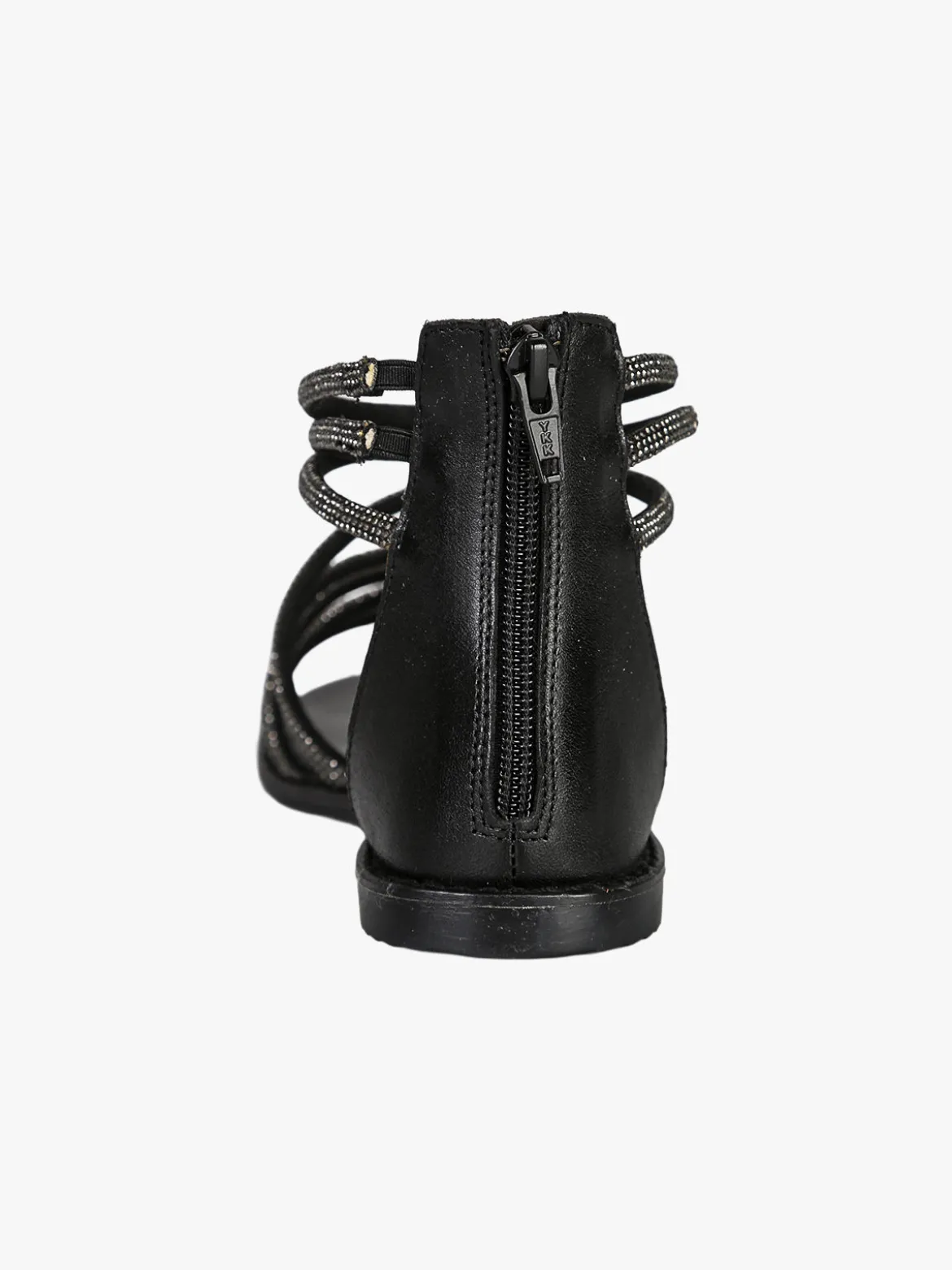 La Cuoieria Sandali donna gioiello in pelle con tallone chiuso e zip - nero