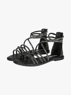 La Cuoieria Sandali donna gioiello in pelle con tallone chiuso e zip - nero
