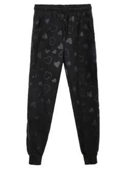 Lady Moda Completo tuta da ragazza 2 pezzi in ciniglia con cappuccio e zip - nero