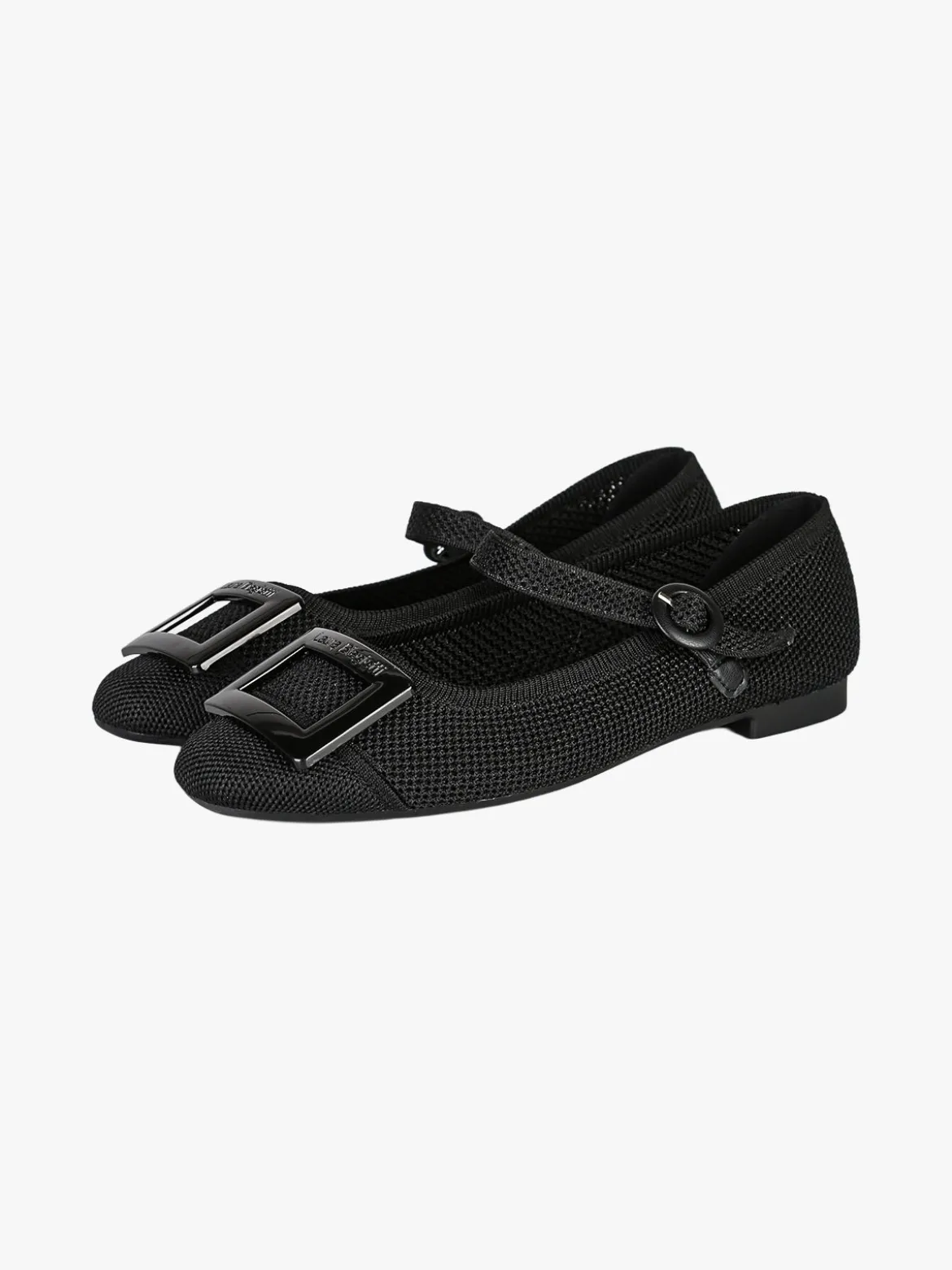 Laura Biagiotti Ballerine donna in maglia con cinturino e fibbia - nero