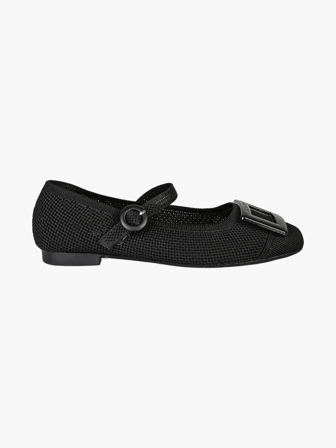 Laura Biagiotti Ballerine donna in maglia con cinturino e fibbia - nero