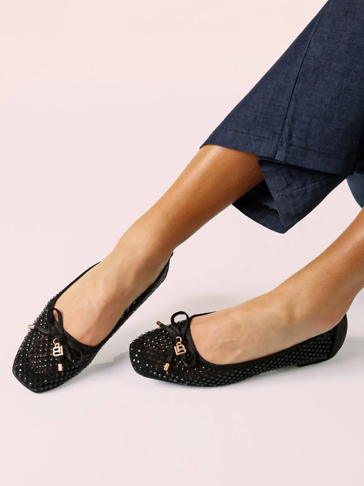 Laura Biagiotti Ballerine donna in tulle con strass - nero